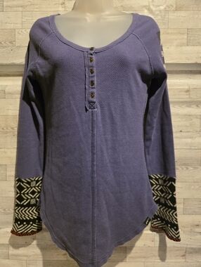 LG Techstyles Deep Purple Waffle-Knit Henley